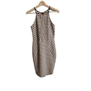 Olive Tree‎ Dress Size Medium Bodycon Striped Black Tan